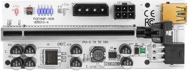 Alt view image 4 of 6 - 010 PCI-E Riser Card 010S 010X 009S 60CM USB 3.0 Cable PCI Express 1X to 16X Extender PCIe Adapter for GPU Graphics Card