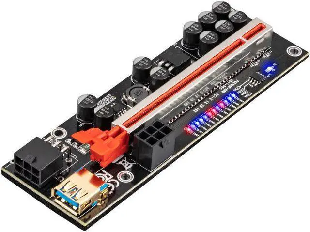 Alt view image 3 of 5 - 1-10Pcs Upgrade PCIE Riser 011 PRO 10 Capacitance 6Pin Super Stable PCI Express 16X Riser Video Card Extender For Bitcoin Mining