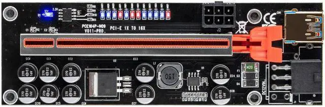 Alt view image 4 of 5 - 1-10Pcs Upgrade PCIE Riser 011 PRO 10 Capacitance 6Pin Super Stable PCI Express 16X Riser Video Card Extender For Bitcoin Mining