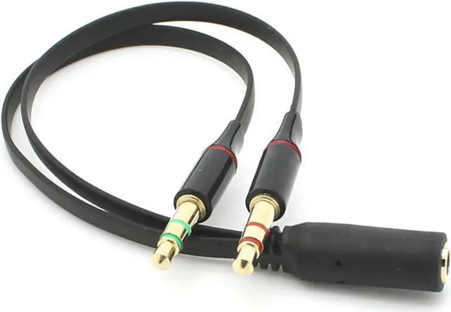 Alt view image 6 of 7 - CYDZ  Dual 3.5mm Male to Single Female Headphone Microphone Audio Splitter Cable for Cell Phone & Tablet & Laptop Black Color