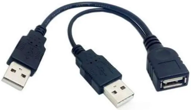 Alt view image 6 of 7 - CYDZ BK USB 2.0 Female A to Dual A Male Extra Power Data Y Cable for 2.5" Hard Disk