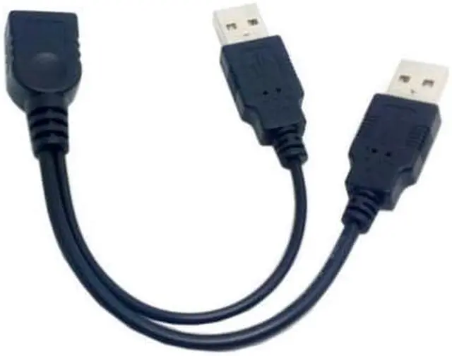 Alt view image 5 of 7 - CYDZ BK USB 2.0 Female A to Dual A Male Extra Power Data Y Cable for 2.5" Hard Disk