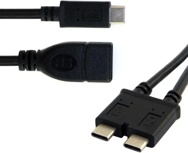 Alt view image 5 of 7 - NGFF Dual Cable USB 3.1 Type-C to USB-C & USB 3.0 Female OTG Data Cable for 13 inch Laptop Pro