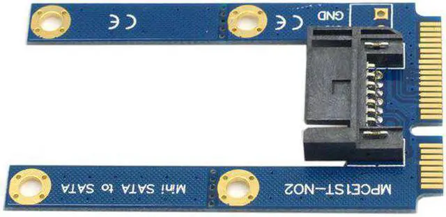 Alt view image 7 of 7 - NGFF 50mm Mini PCI-E mSATA SSD to Flat SATA 7pin Hard Disk Drive PCBA Extension Adapter