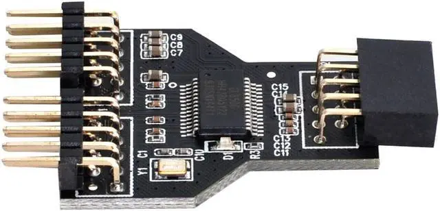 Alt view image 6 of 7 - Jimier Motherboard 9pin USB 2.0 Header 1 to 2 Female Extension HUB Connector Adapter Port Multilier