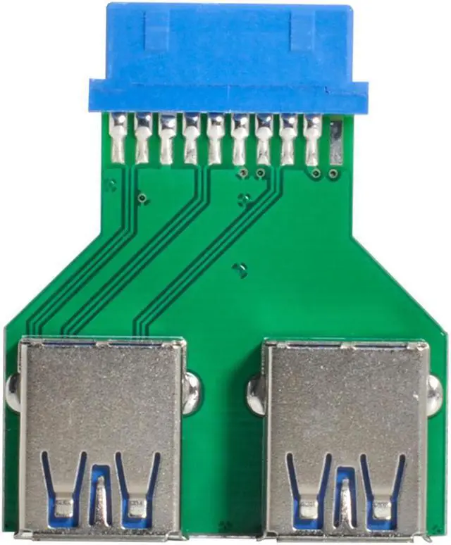 Alt view image 2 of 4 - PCBA Slot Adapter Dual USB 3.0 A Type Female to Motherboard 20 Pin Box Header 5Gbps
