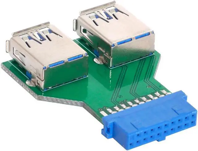Main image of PCBA Slot Adapter Dual USB 3.0 A Type Female to Motherboard 20 Pin Box Header 5Gbps