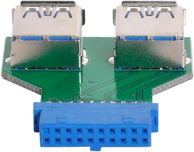 Alt view image 3 of 4 - PCBA Slot Adapter Dual USB 3.0 A Type Female to Motherboard 20 Pin Box Header 5Gbps