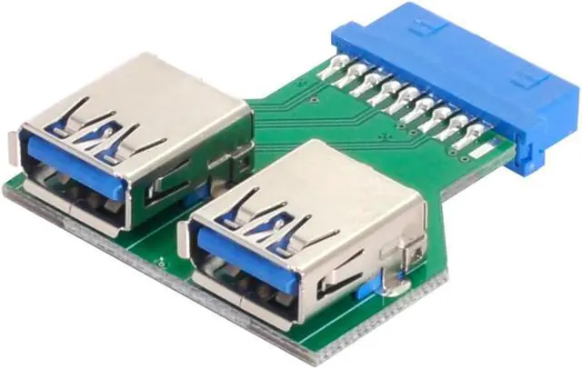 Alt view image 4 of 4 - PCBA Slot Adapter Dual USB 3.0 A Type Female to Motherboard 20 Pin Box Header 5Gbps