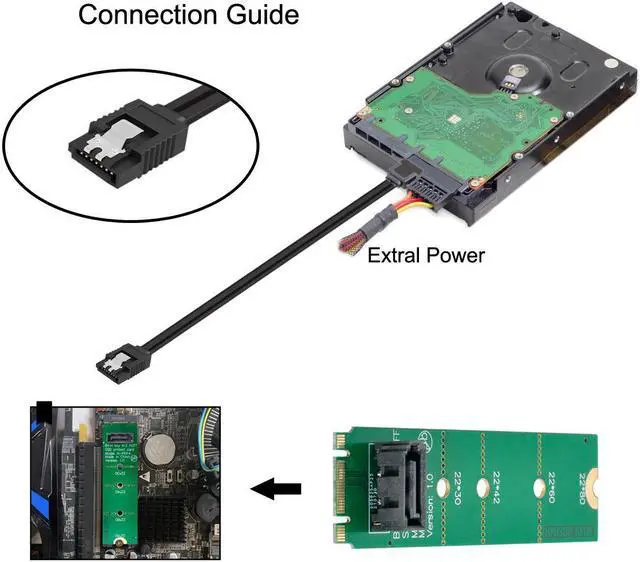 Alt view image 3 of 4 - NGFF M.2 Motherboard NGFF B/M-key to Vertical SATA 7pin SSD Hard Disk Drive  PCBA Extension Adapter