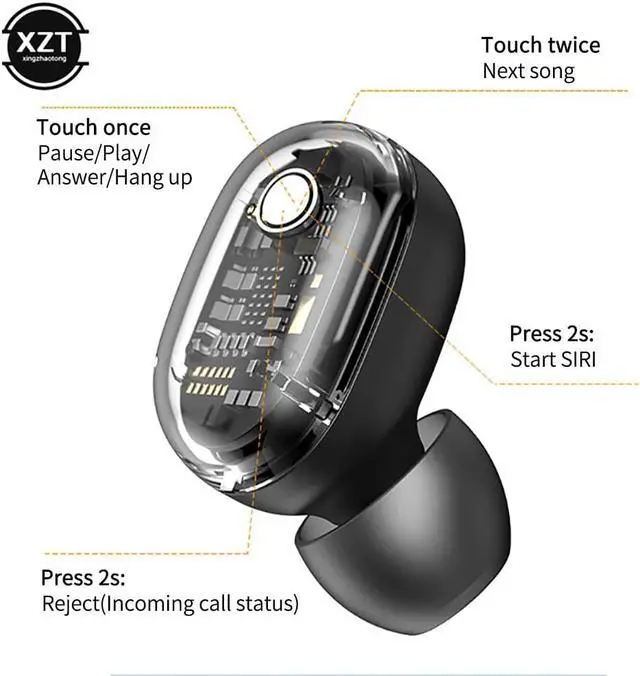 Alt view image 2 of 6 - Bluetooth 5.0 Wireless Headphones with Microphone Sports Waterproof TWS Earphones HIFI Stereo Noise Cancelling Headset Earbuds