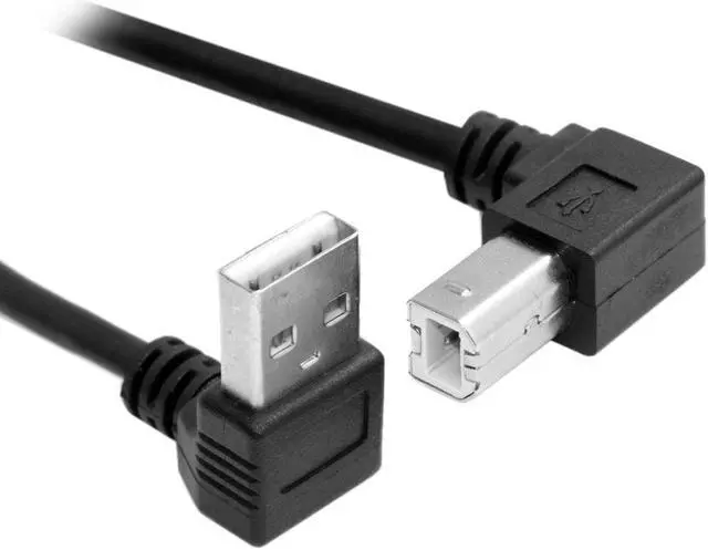 Alt view image 2 of 5 - Down Angled USB 2.0 A Male to B Male 90 Degree Up Angled Printer Scanner HDD Cable 35cm