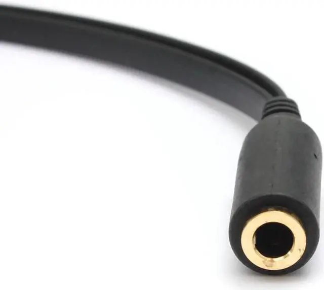 Alt view image 3 of 5 - 3.5 mm Black Headphone Earphone Audio Cable Micphone Y Splitter Adapter 1 Female to 2 male Connected Cord to Laptop PC