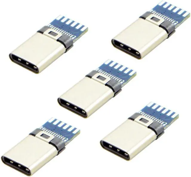 Alt view image 3 of 5 - 5set DIY 24pin USB 3.1 Type C USB-C Male Plug Connector SMT type with 3.5mm SR and Housing Cover