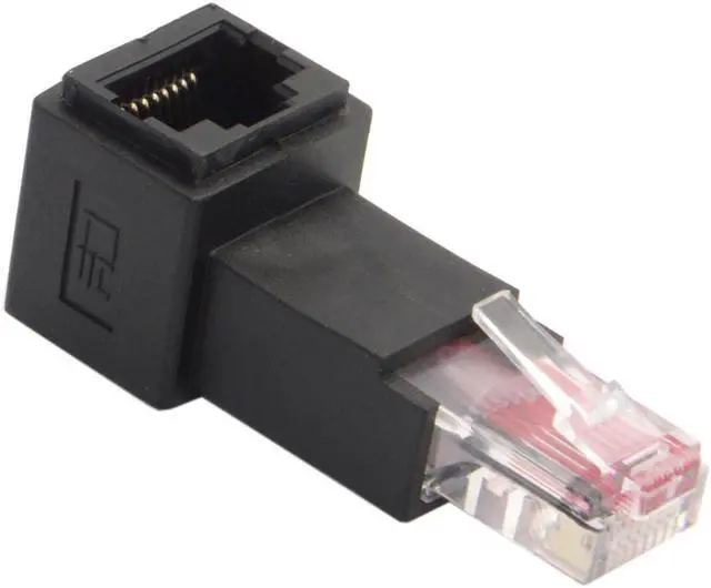 Alt view image 3 of 3 - Down Angled 90 Degree 8P8C FTP STP UTP Cat 5e Male to Female Lan Ethernet Network Extension Adapter