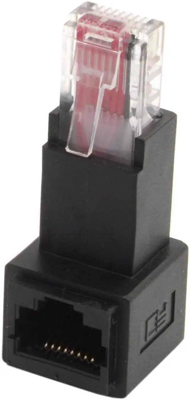 Alt view image 3 of 5 - CableCC Down Angled 90 Degree 8P8C FTP STP UTP Cat 5e Male to Female Lan Ethernet Network Extension Adapter