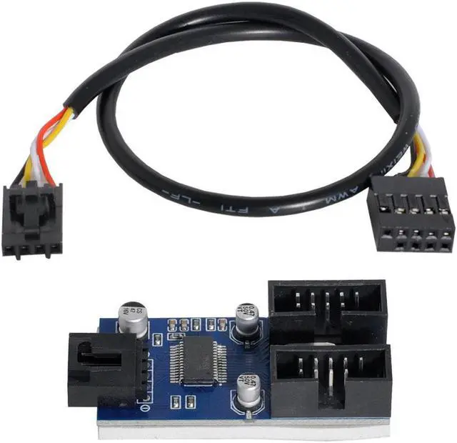 Alt view image 3 of 3 - 9pin USB 2.0 Header 1 to 2 Female Motherboard Extension Cable HUB Connector Adapter Port Multilier