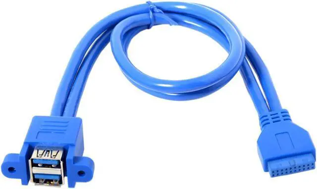 Alt view image 2 of 3 - Motherboard 20Pin to Stackable USB 3.0 Female Panel Type  Dual Ports Header Cable 50cm