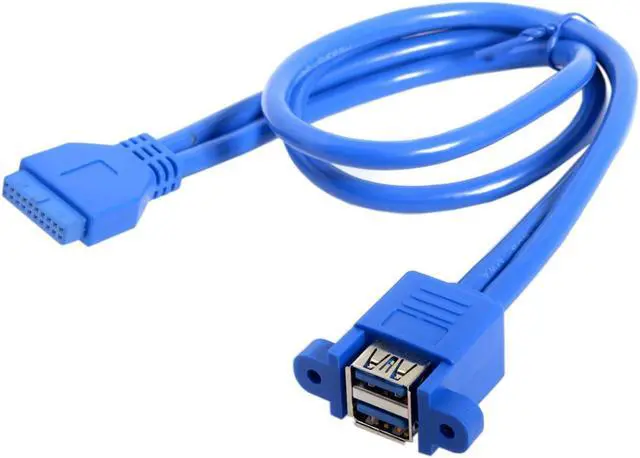 Alt view image 3 of 3 - Motherboard 20Pin to Stackable USB 3.0 Female Panel Type  Dual Ports Header Cable 50cm