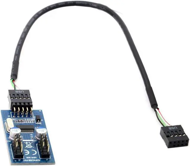 Alt view image 2 of 3 - 9pin USB 2.0 Header 1 to 2 Female Motherboard Extension Cable HUB Connector Adapter Port Multilier