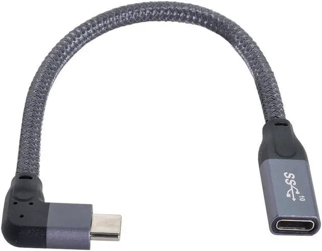 Alt view image 2 of 3 - Left Right Angled USB-C USB 3.1 Type C Male to Female Extension Data Cable with Sleeve for Laptop