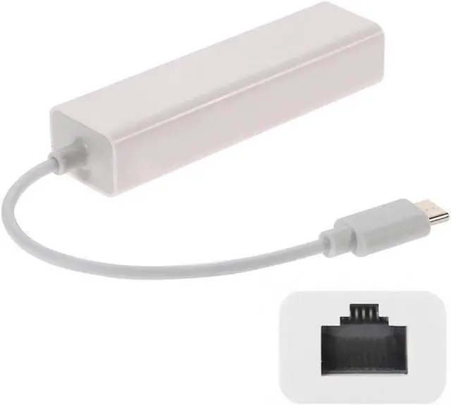 Alt view image 3 of 3 - USB-C Type C Male to 100M Gigabit Ethernet Network LAN Adapter for Laptop PC White