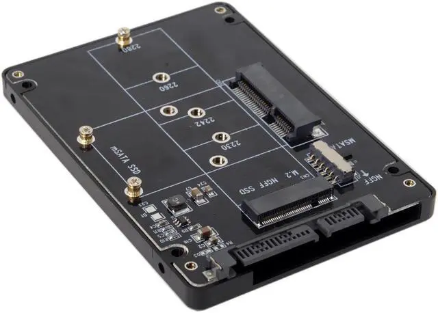 Alt view image 2 of 3 - mSATA SSD & Combo M.2 NGFF B-key to SATA 3.0 Adapter Converter Case Enclosure with Switch
