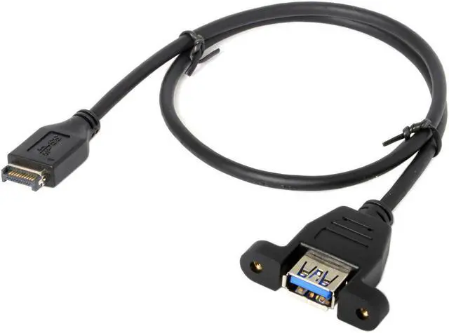 Alt view image 2 of 3 - USB 3.1 Front Panel Header to USB 3.0 Type-A Female Extension Cable 50cm Panel Mount Type