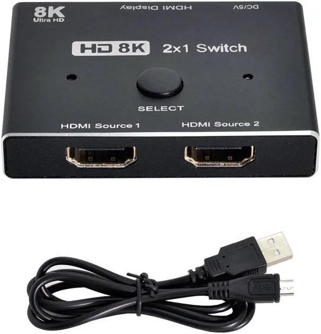 Main image of HDMI-compatible Converter 8K@60hz Compatible 2.1 Switch 2-IN-1-OUT UHD Hub Support HDCP SST Extended 4K@60hz