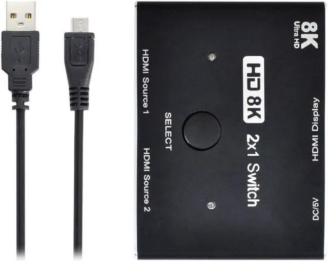 Alt view image 3 of 3 - HDMI-compatible Converter 8K@60hz Compatible 2.1 Switch 2-IN-1-OUT UHD Hub Support HDCP SST Extended 4K@60hz