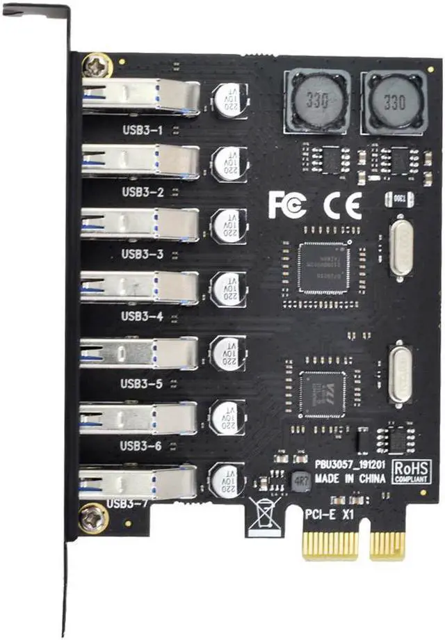 Alt view image 2 of 3 - PCI-E to 7 Ports USB 3.0 HUB PCI Express Expansion Card Adapter 5Gbps for Motherboard
