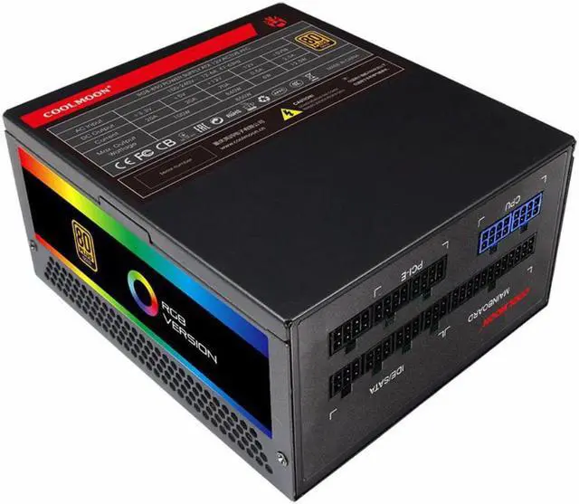 Alt view image 5 of 6 - PSU For COOLMOON Full Modular 80plus Gold PC Game Mute Power Supply RGB 750W