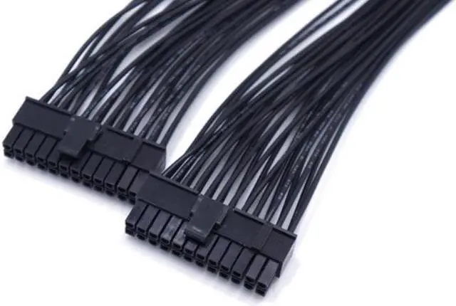 Alt view image 3 of 6 - 32cm ATX 24Pin 1 To 2 Port Power Supply Extension Cable PSU Male To Female Splitter 24PIN Extension Cable