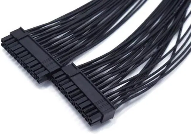 Alt view image 2 of 6 - 32cm ATX 24Pin 1 To 2 Port Power Supply Extension Cable PSU Male To Female Splitter 24PIN Extension Cable