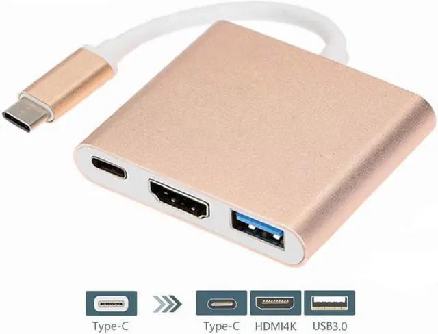 Alt view image 2 of 3 - Tebe Type-c HUB USB C To HDMI-conpatible 3 IN 1 Converter Head 4K HDMI USB 3.0 PD Fast Charging Smart Adapter for MacBook