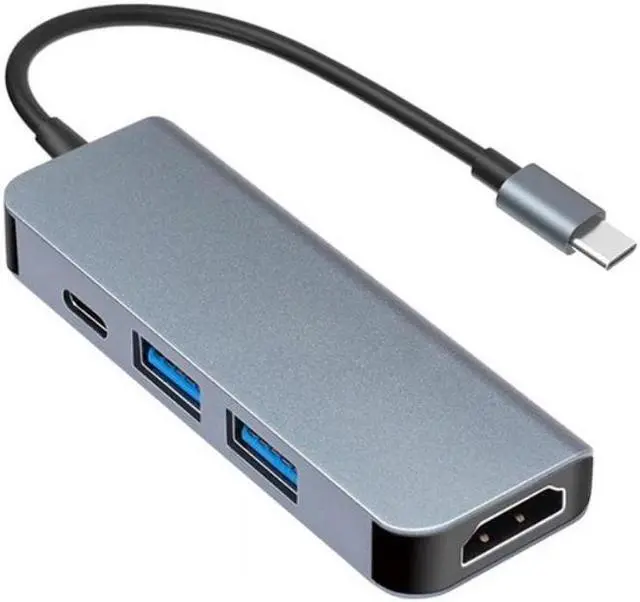 Alt view image 3 of 6 - 4 In 1 USB-C Hub Multifunctional Adapter with 4K HDMI-compatible2 USB 3.0 Ports Compatible for Laptops Macbook Pro Air