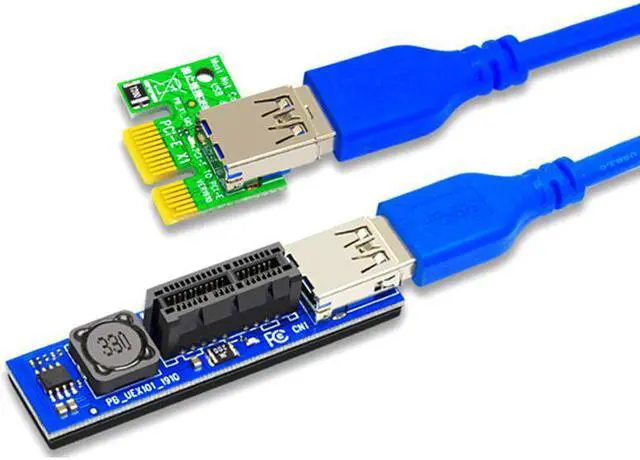 Alt view image 4 of 6 - Riser PCI Express x1 Extension Cable PCI-E 1X Slot Riser Card Extender PCI-Express Lead with 60cm USB3.0 Cable for Network Cards
