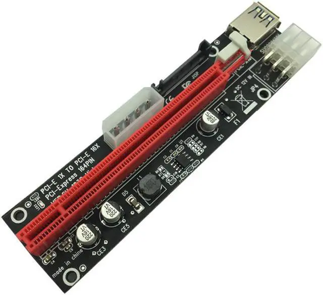 Alt view image 5 of 6 - Riser Card SATA 4pin 6Pin Mining Power Supply LED USB 3.0 PCI-E 1x to 16x PCI-E Riser for Graphics Card Antminer Bitcoin Miner