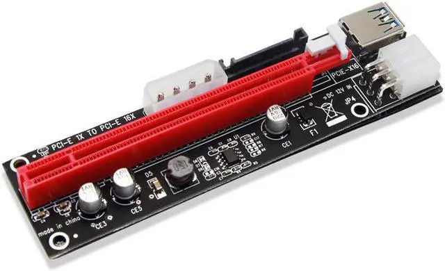 Alt view image 6 of 6 - 4pin 6pin SATA Power PCI Express 16X Slot Riser Card USB 3.0 PCI-E PCI-Express 1x to 16x PCIE Riser for Bitcoin BTC Miner Mining