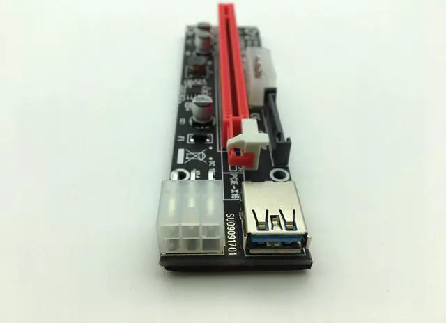 Alt view image 5 of 6 - 3 in 1 Molex 4Pin SATA 6PIN PCIE PCI-E PCI Express 16x Slot Riser Card 1x to 16x USB 3.0 Cable For Bitcoin BTC Miner Mining