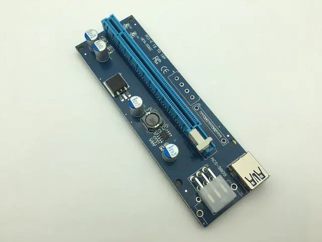 Alt view image 5 of 6 - Riser Card PCI-E 1x to 16x Extender with LED Light 60cm USB 3.0 PCI-E Riser 6Pin Power for BTC Bitcoin Mining Antminer Miner