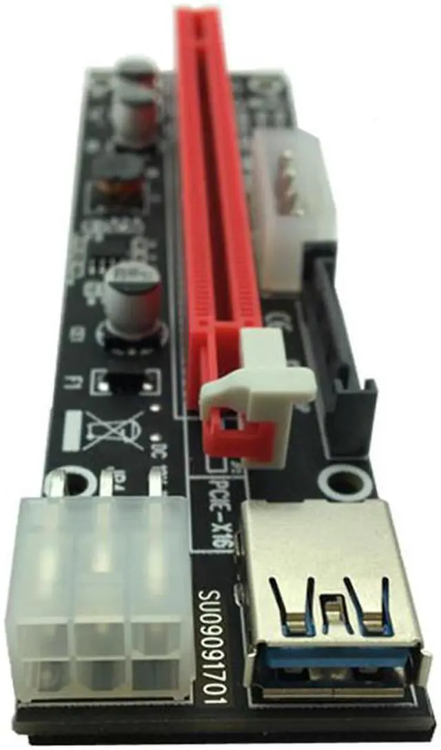 Alt view image 6 of 6 - 3 in 1 4pin Molex PCI-E Riser Card 6pin Riser SATA 60cm PCIE 1x to 16x PCI Express Riser Cards for Antminer Bitcoin Miner Mining