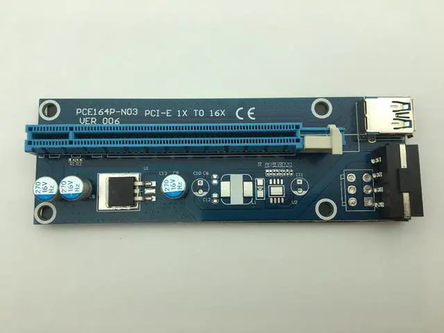 Alt view image 5 of 6 - Riser PCI-E Extender PCI Express Riser Card 1x to 16x USB3.0 SATA to 4Pin IDE Molex Power for BTC Miner Machine Antminer Mining