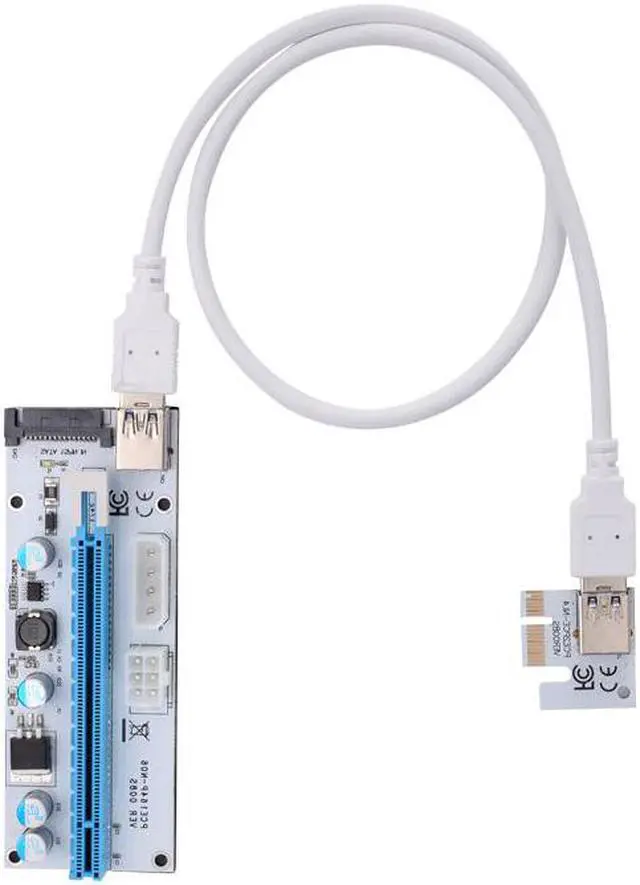 Alt view image 5 of 6 - Riser VER008S 3 in 1 Molex 4Pin SATA 6PIN PCIE PCI-E PCI Express Riser Card 1x to 16x USB 3.0 Cable For Mining BTC Bitcoin Miner