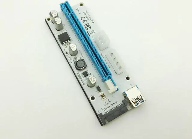 Alt view image 5 of 6 - VER008S 3 in 1 Molex 4Pin SATA 6PIN PCIE PCI-E PCI Express Riser Card 1x to 16x USB 3.0 Cable For Mining Bitcoin Miner Antminer