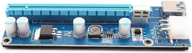 Alt view image 6 of 6 - Riser Card 60CM PCIe PCI-E PCI Express Card 1x to 16x USB 3.0 Data Cable SATA to 6Pin IDE Power Supply for Bitcoin Miner Mining