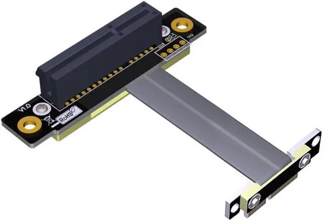 Alt view image 4 of 6 - PCIE Riser PCIe3.0 x1 Male to x4 Female Cable EMI Shielding 8Gbps PCI-E III 1x 4x Riser Extender Ribbon Cable Elbow Right Angled