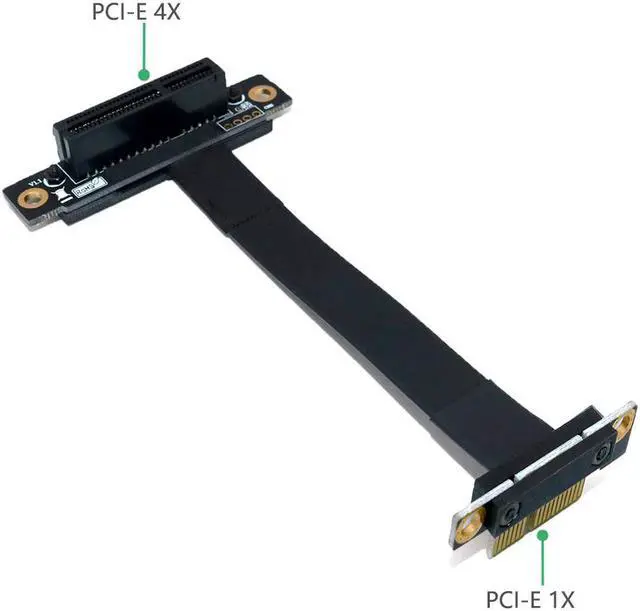 Alt view image 5 of 6 - PCIE Riser PCIe3.0 x1 Male to x4 Female Cable EMI Shielding 8Gbps PCI-E III 1x 4x Riser Extender Ribbon Cable Elbow Right Angled