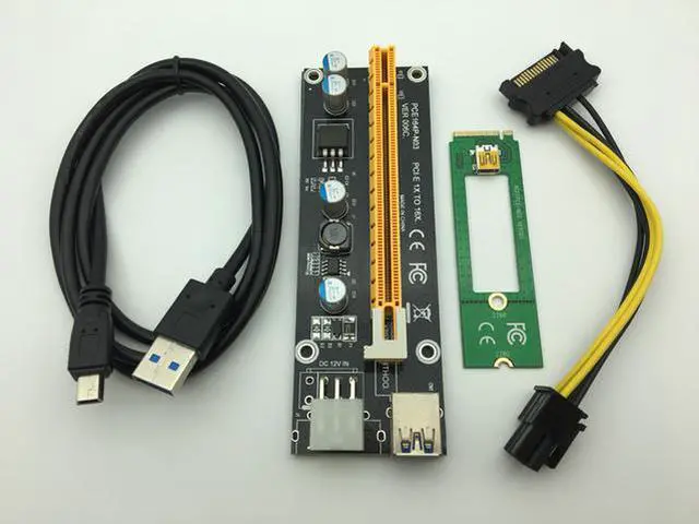 Alt view image 4 of 6 - Riser Mini PCI-E PCI Express Riser Card 1x to 16x USB 3.0 Data Cable SATA to 6Pin Power Supply for BTC Miner Antminer Mining