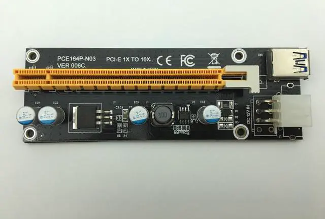 Alt view image 6 of 6 - Riser Mini PCI-E PCI Express Riser Card 1x to 16x USB 3.0 Data Cable SATA to 6Pin Power Supply for BTC Miner Antminer Mining